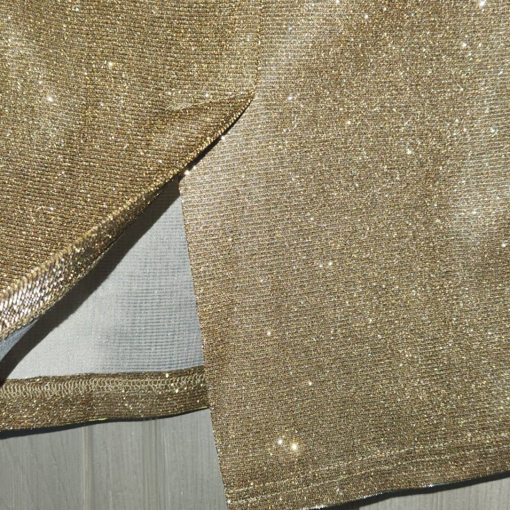Shimmery Gold Sexy Midi Pencil Skirt Size Small - Picture 2 of 4